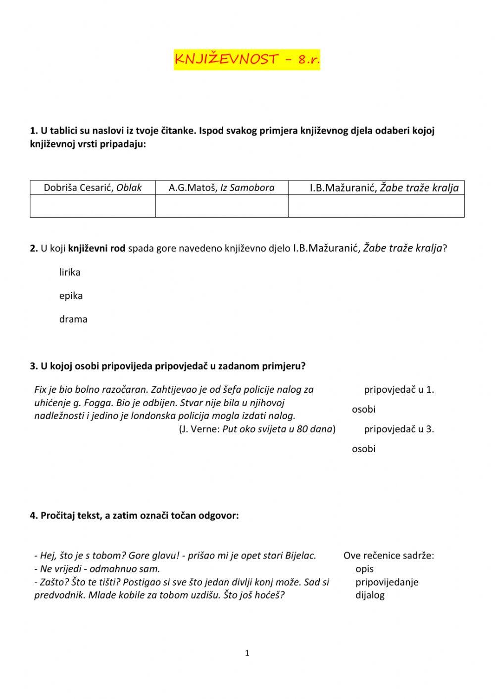 Završno - književnost 8.r.