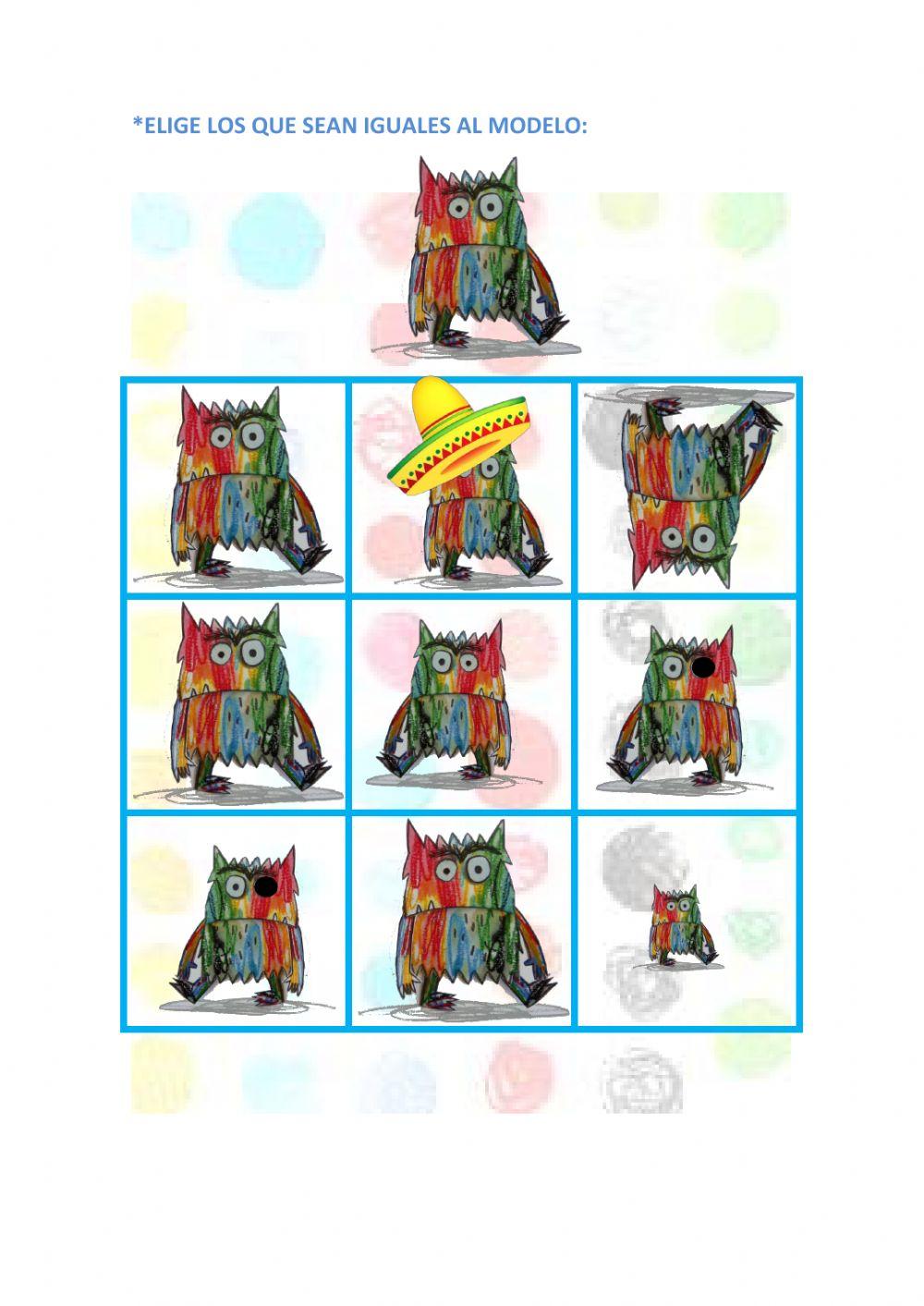 Elige los que sean iguales al modelo