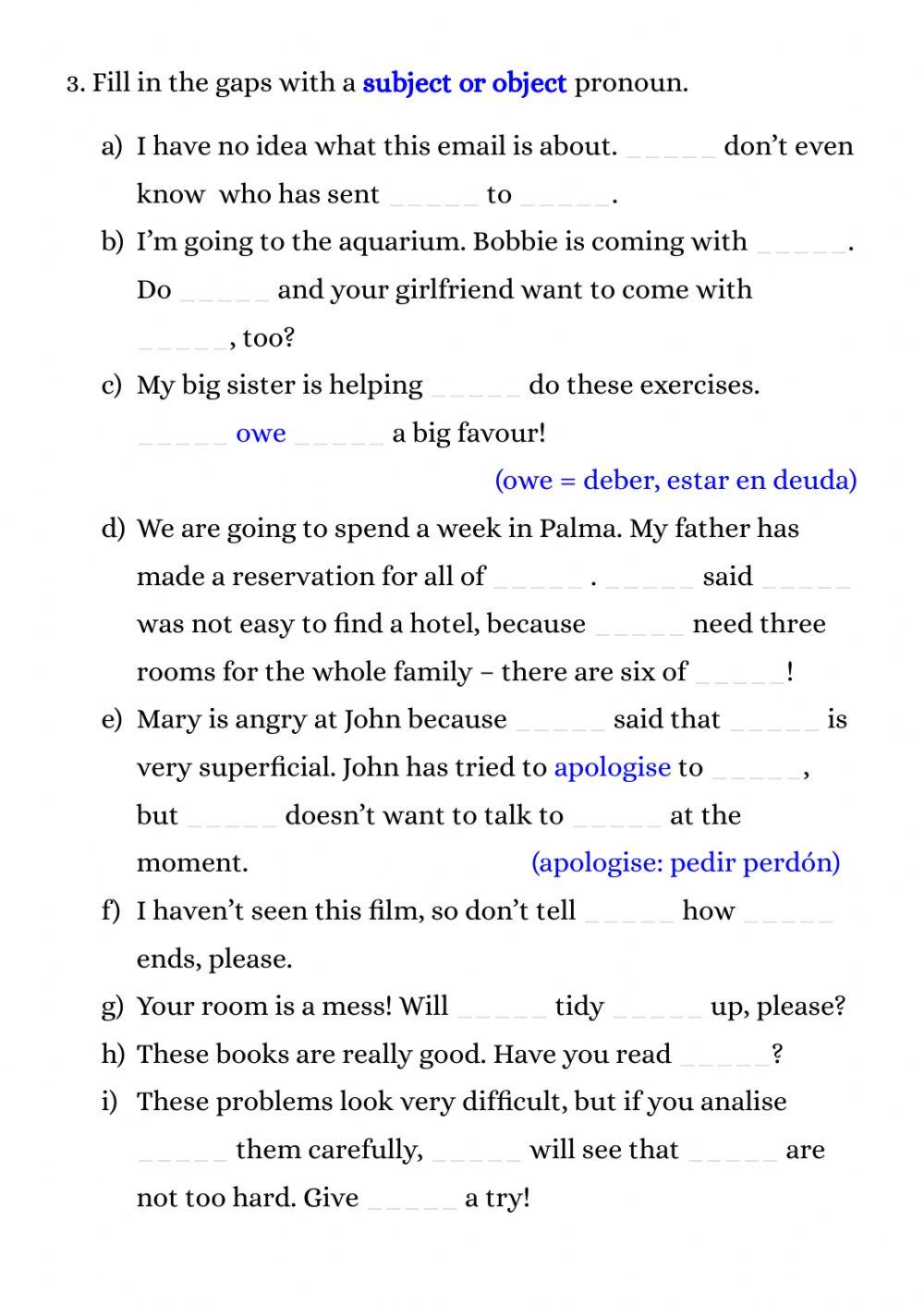 Object pronouns