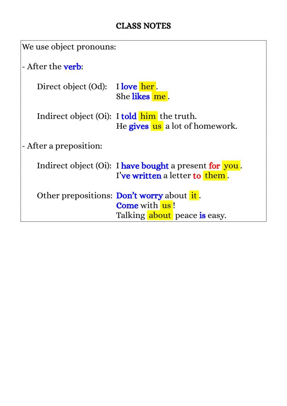 Object pronouns