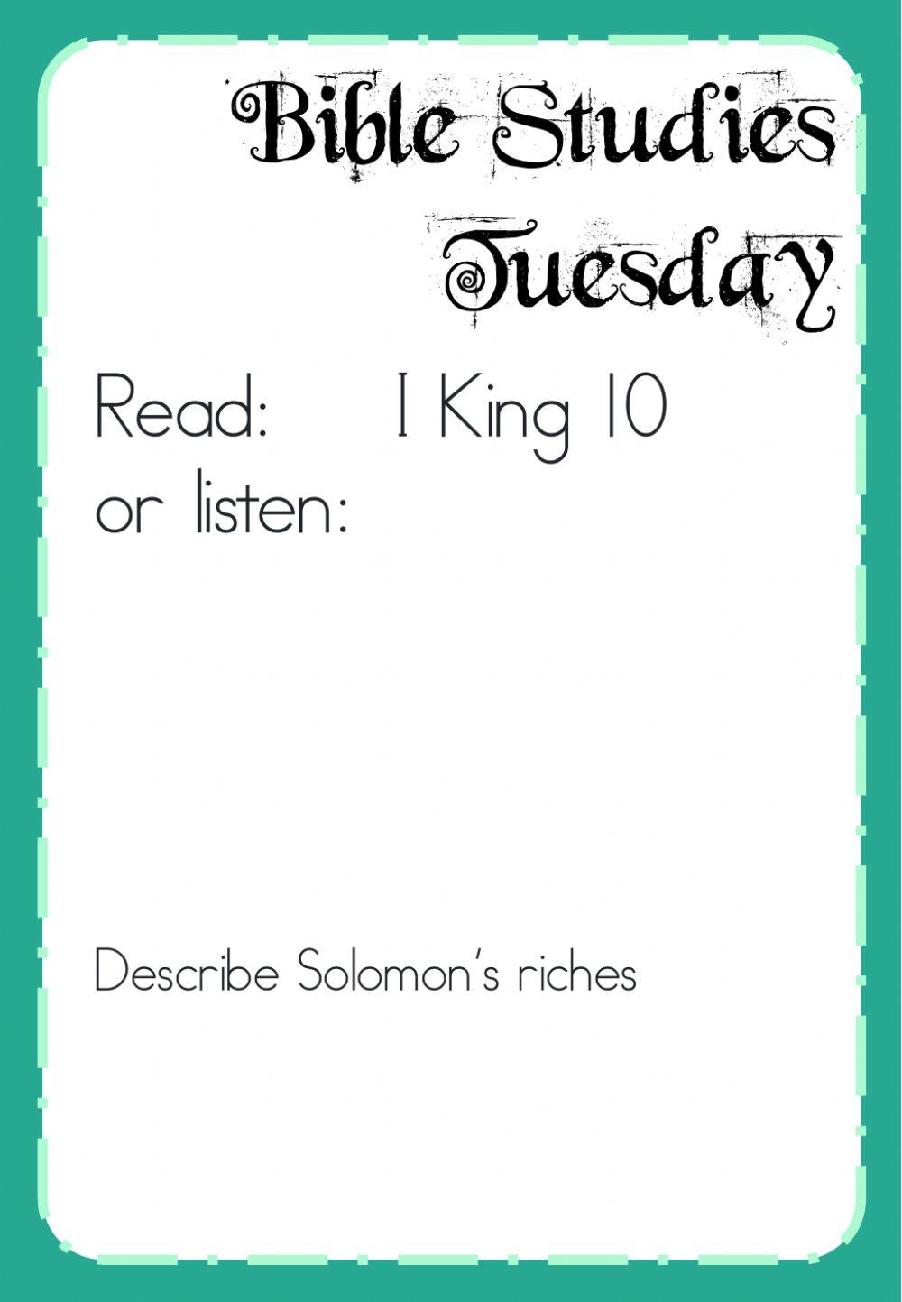 Week 18 - Tuesday - Bible - Reading B