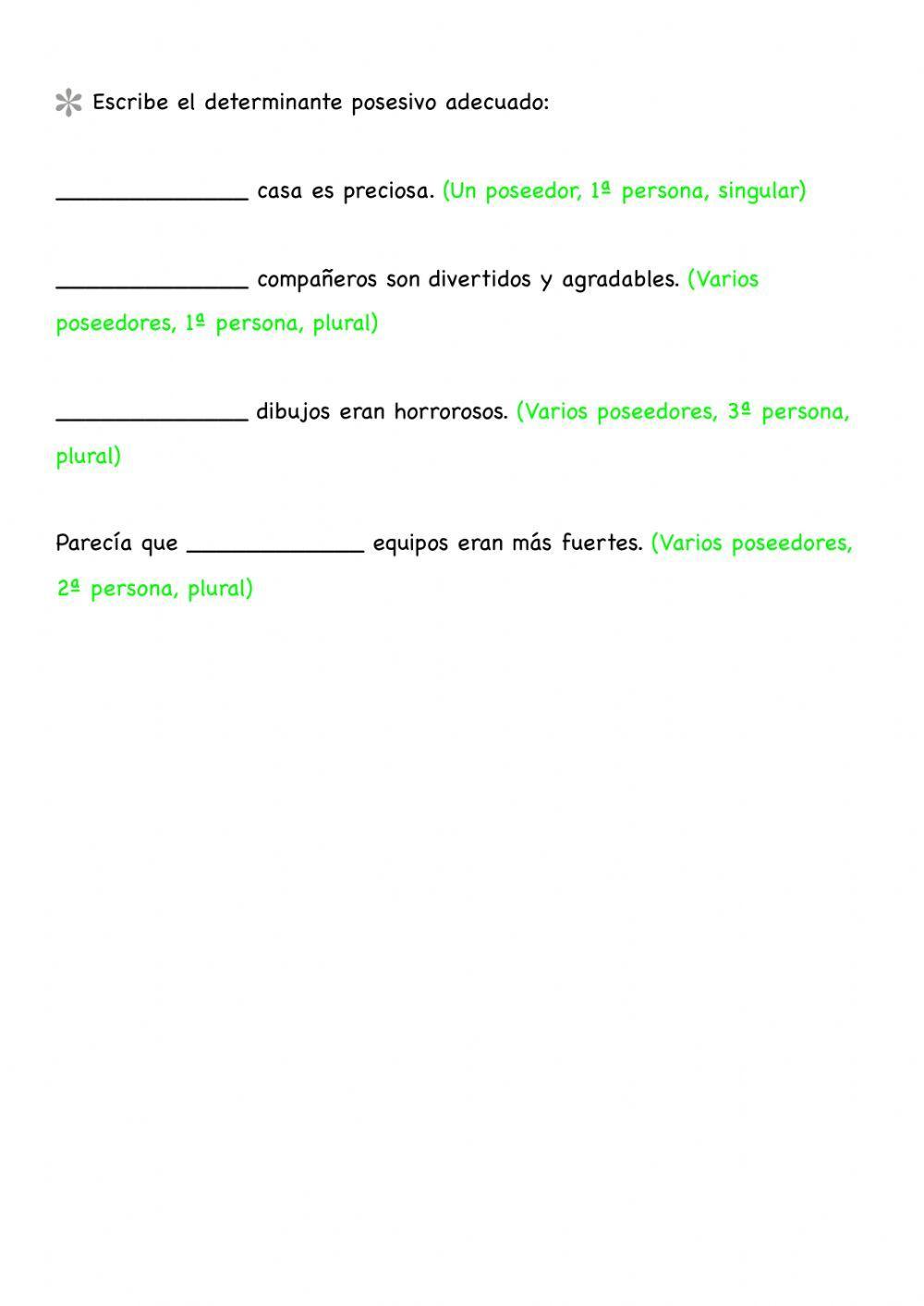 Determinantes posesivos y numerales