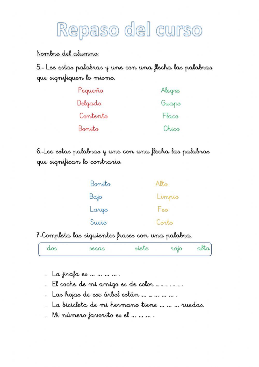 Evaluación final lengua 3