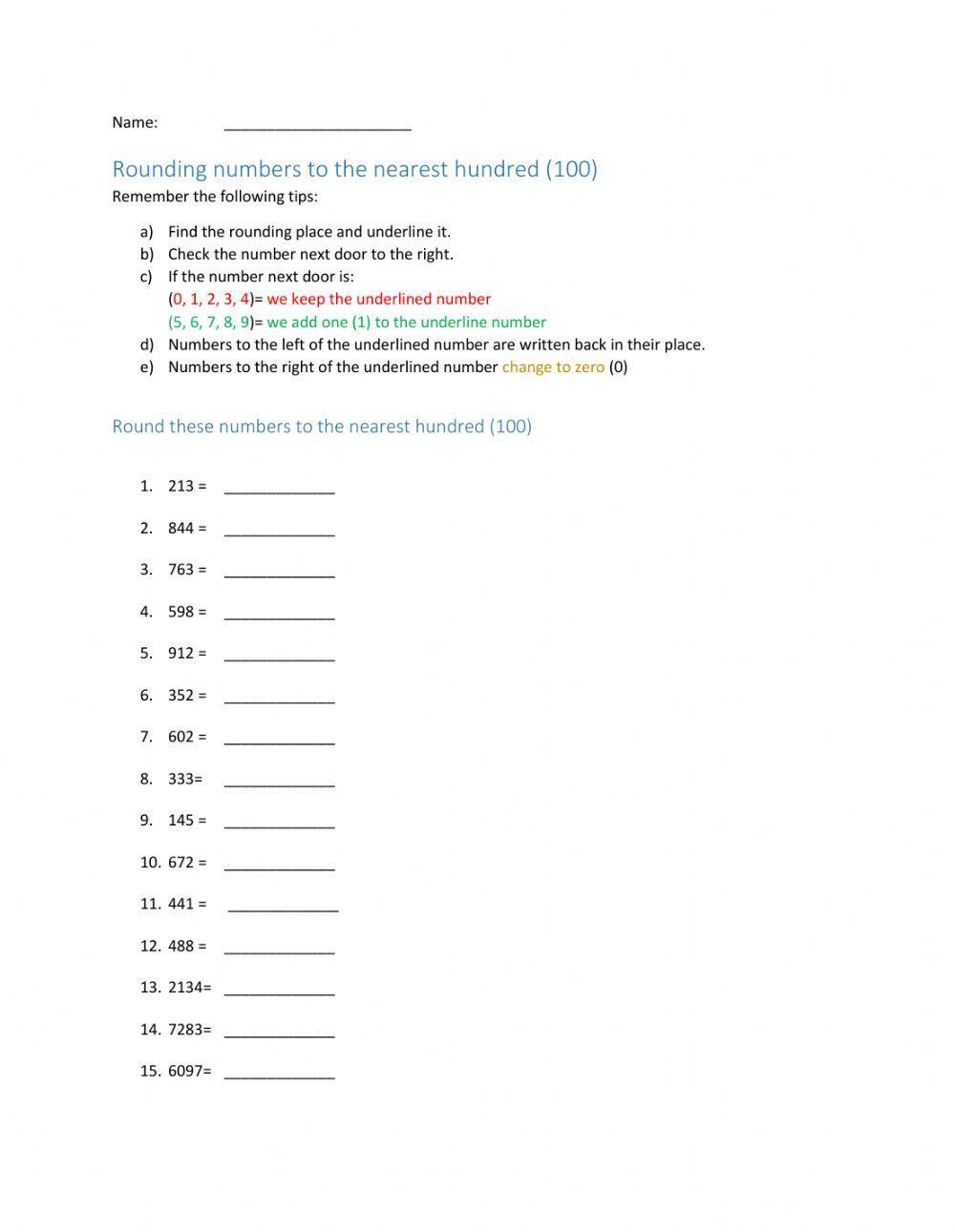 Rounding to the Nearest Hundred