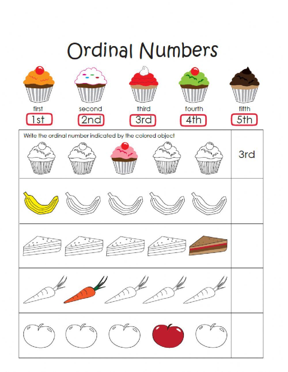 Ordinal Numbers Worksheet For Kindergarten