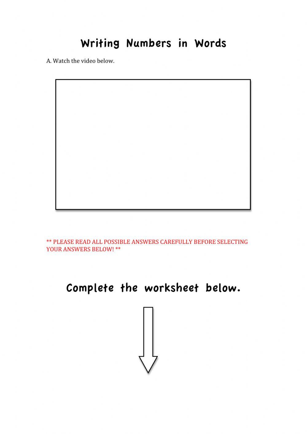 Writing Numbers in Words 3