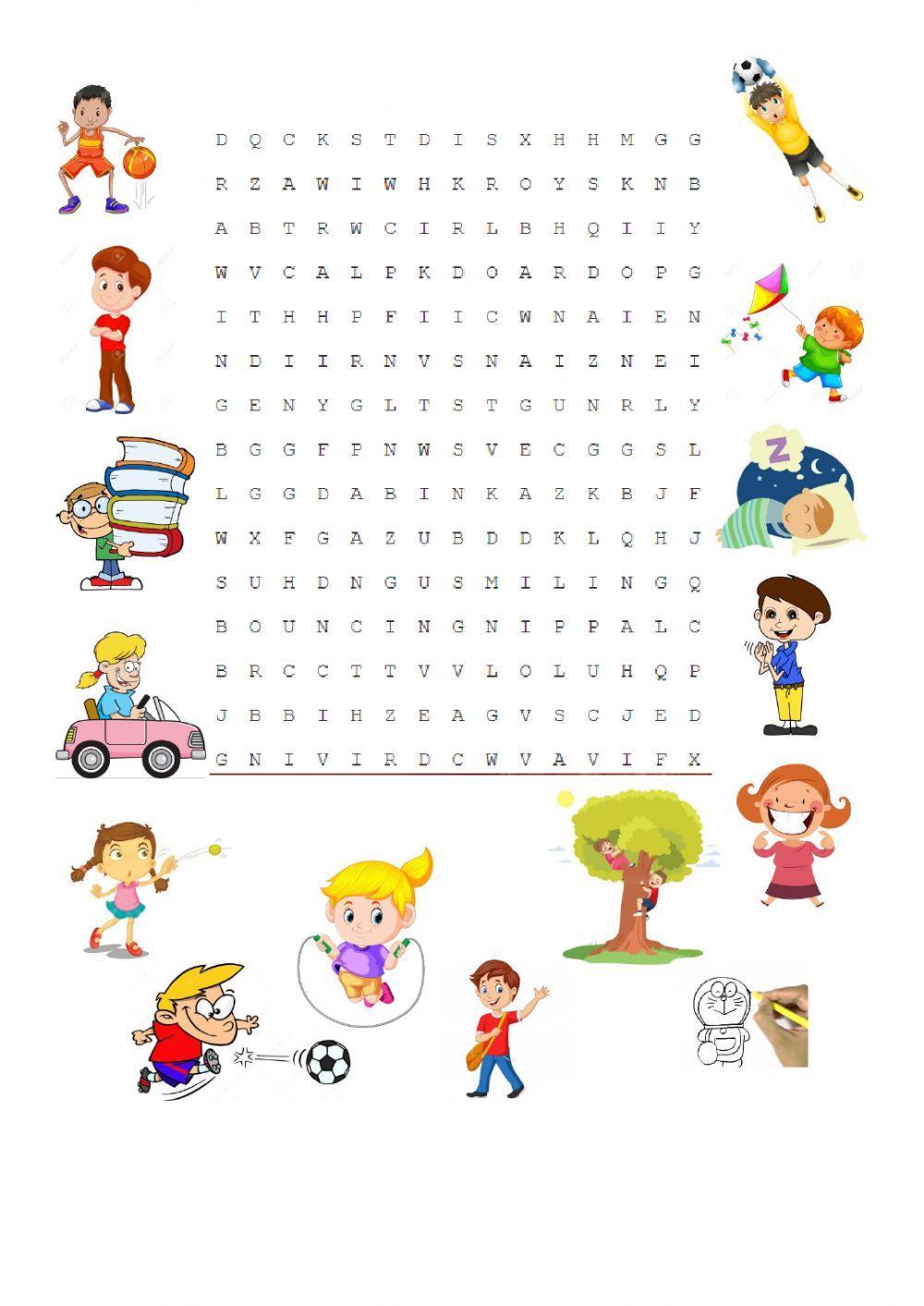 Present continuous wordsearch