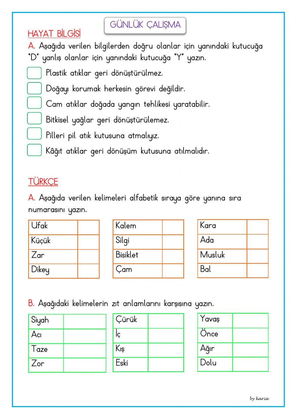 Günlük çalışma 44
