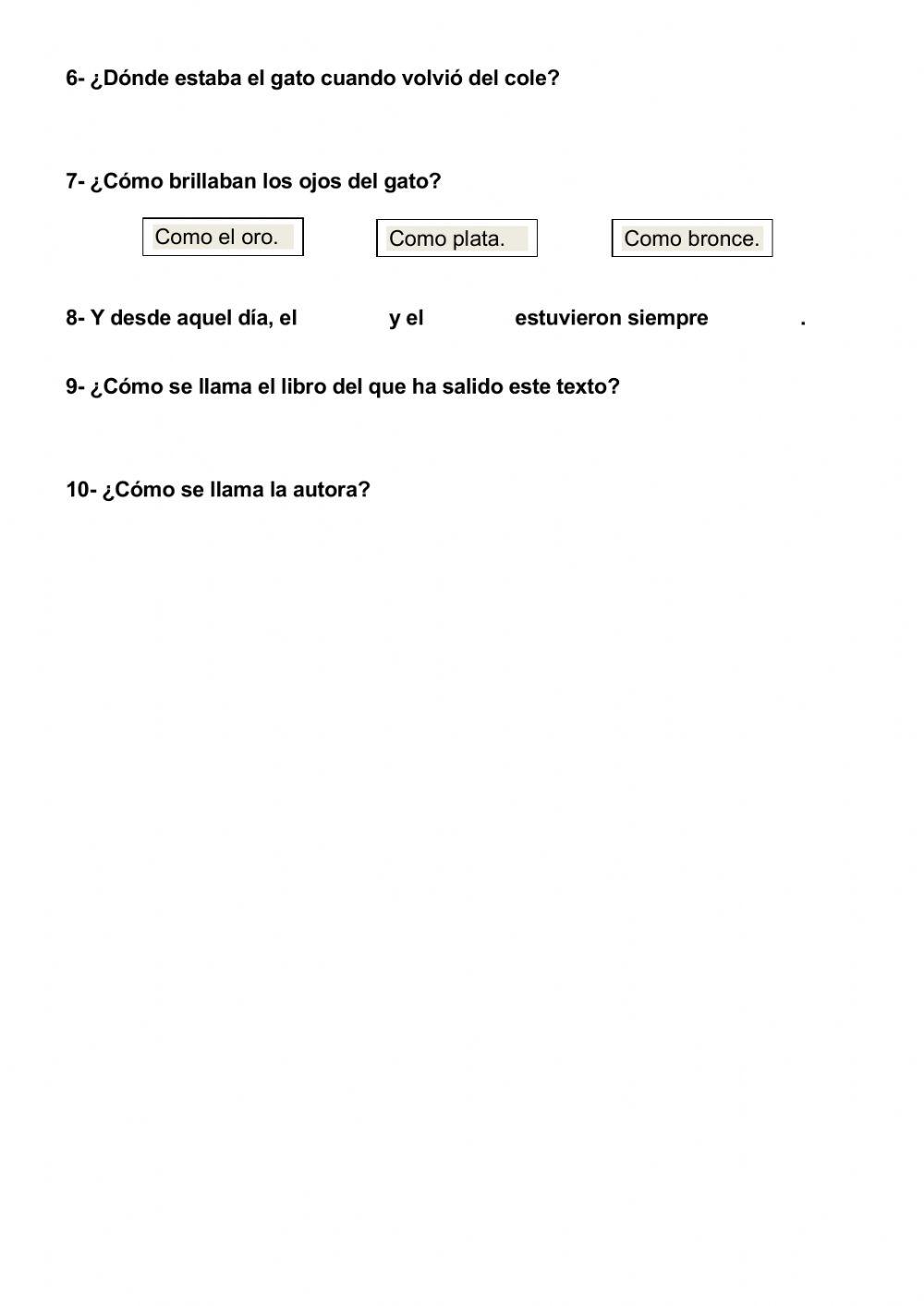 Comprensión lectora (2ª parte) Tema 10