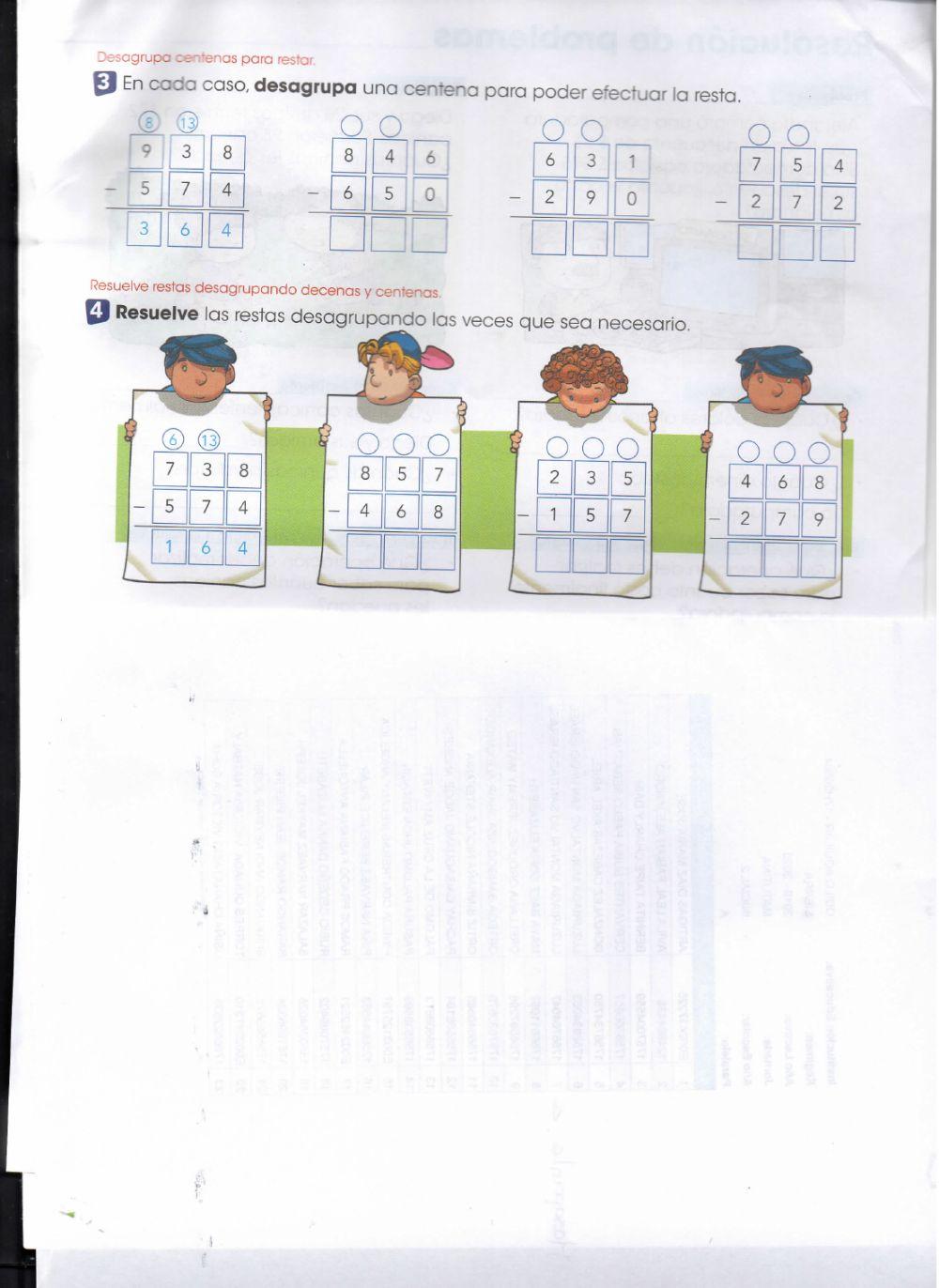 Restas con desagrupacion