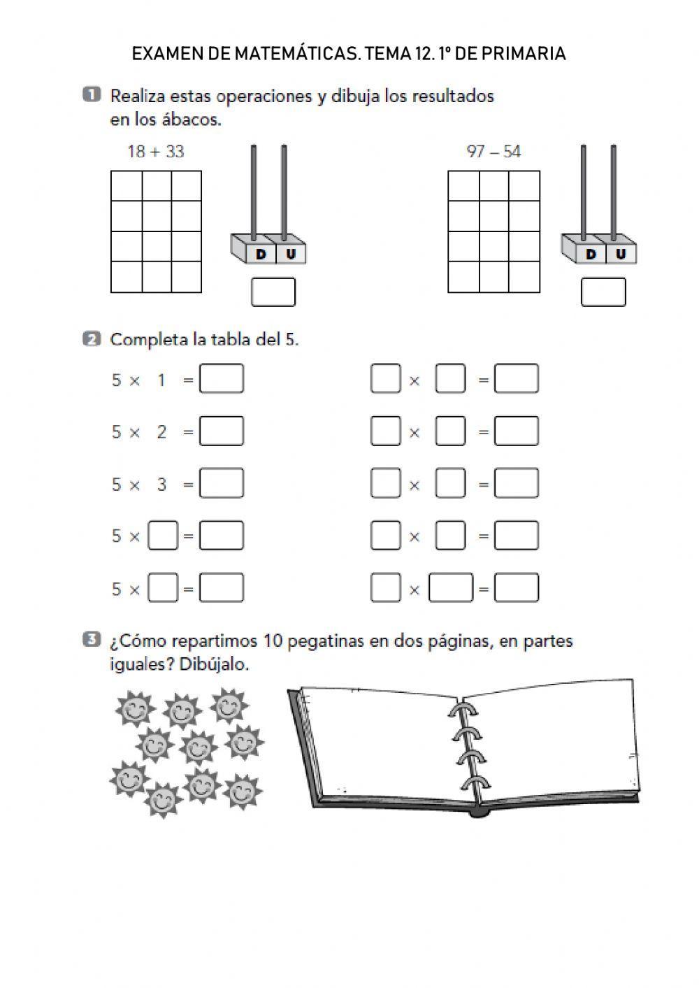Examen del tema 12. Matemáticas
