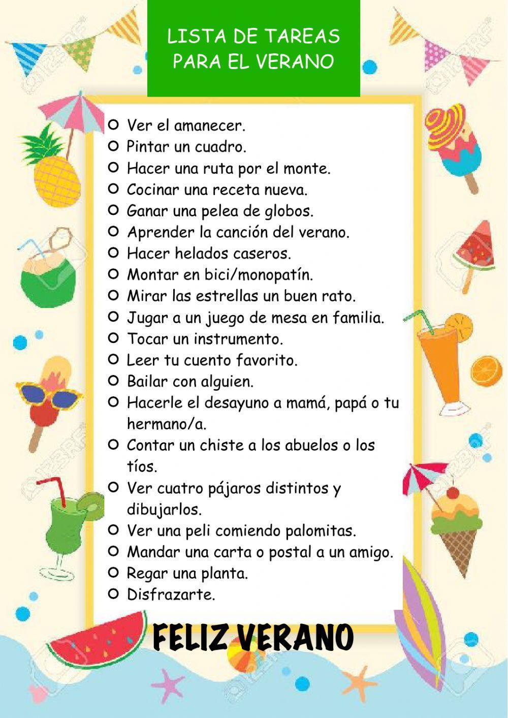 Tareas para el verano