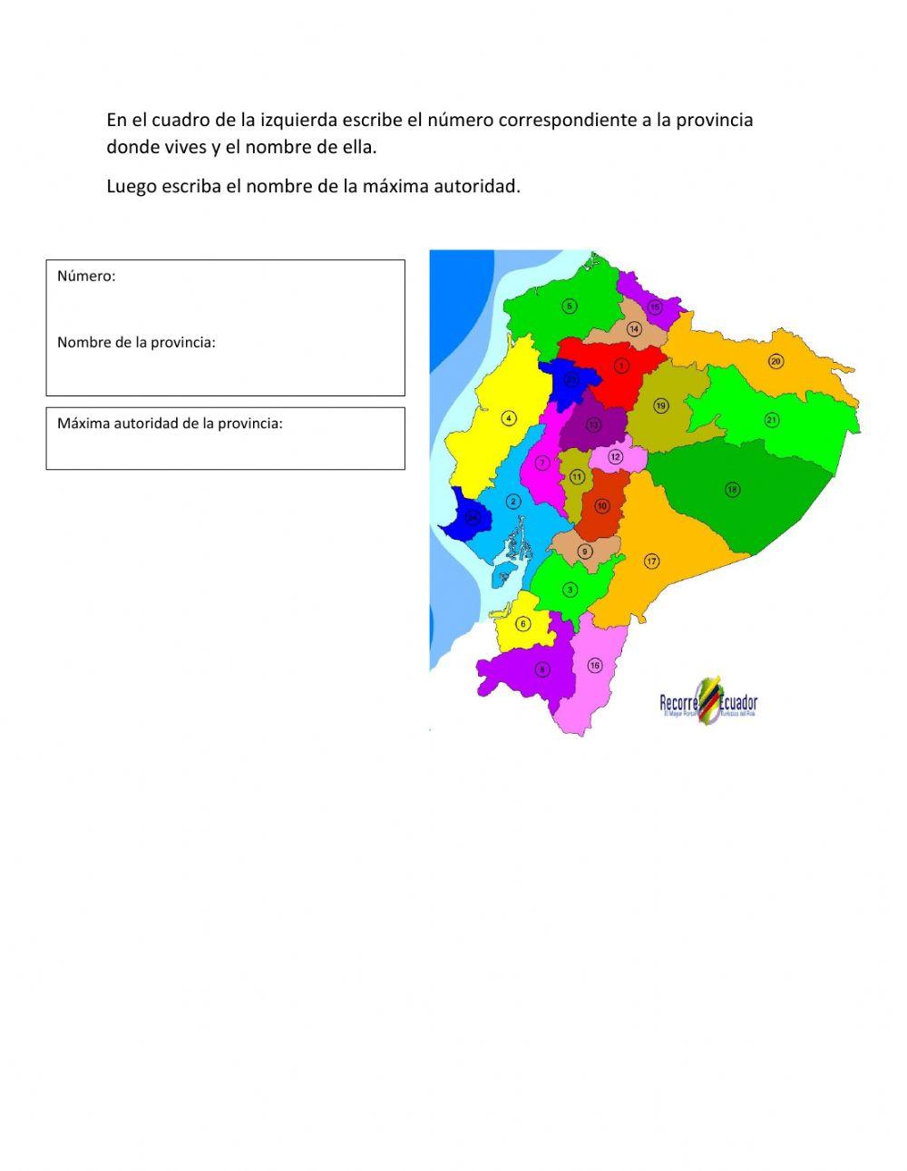 Identificar la provincia donde vives