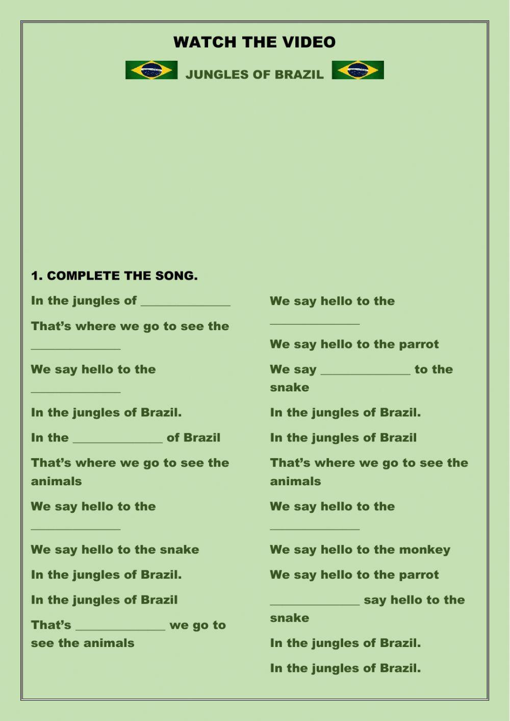 Jungles of Brazil Activity