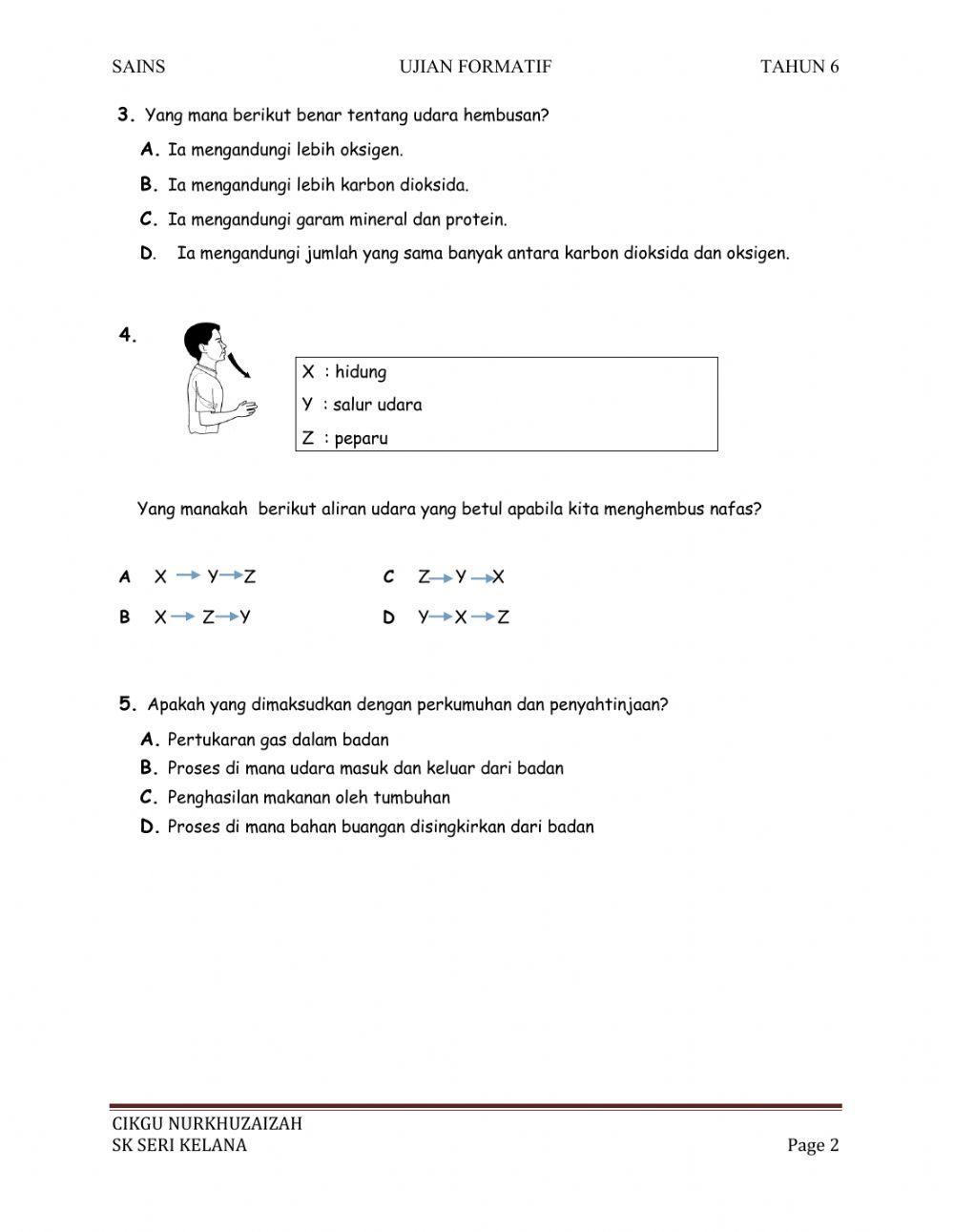 Ujian Formatif Sains Tahun 6