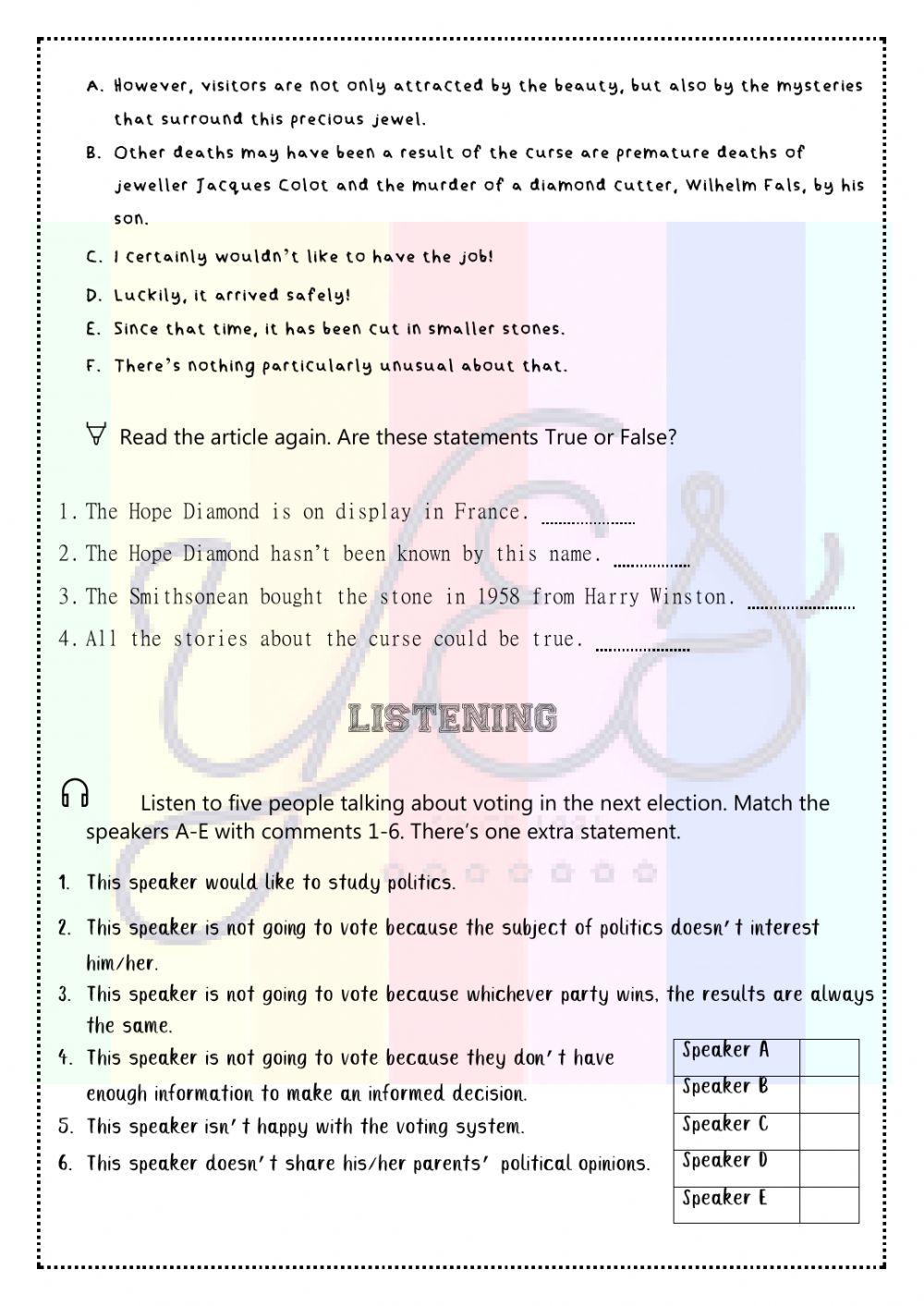 Reading and Listening Test