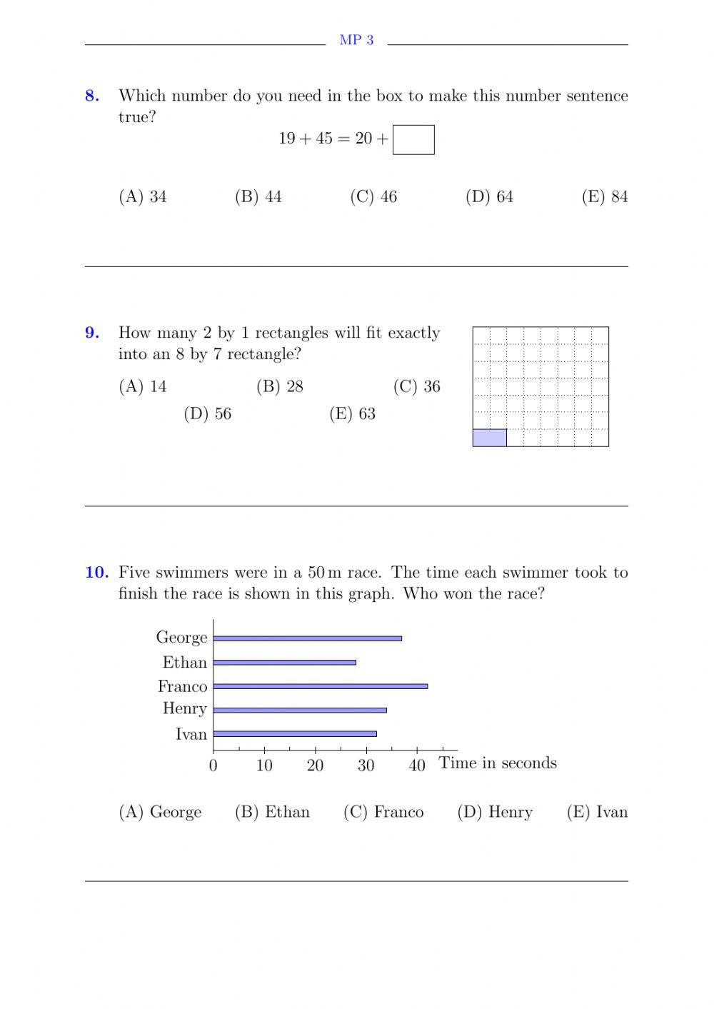 AMC Math Challenge- LEVEL 1(Grade 3,4)