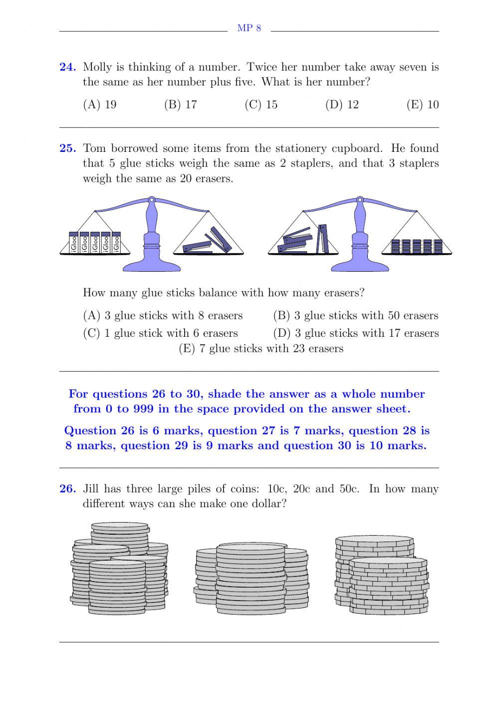 AMC Math Challenge LEVEL 1(Grade 3,4) 275471 Bui Minh