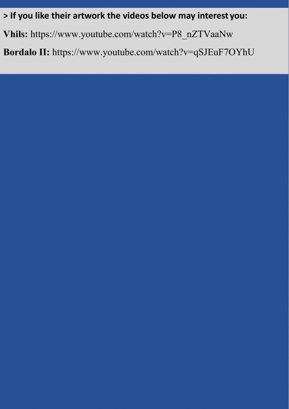 Visual and Decorative Arts - Speaking