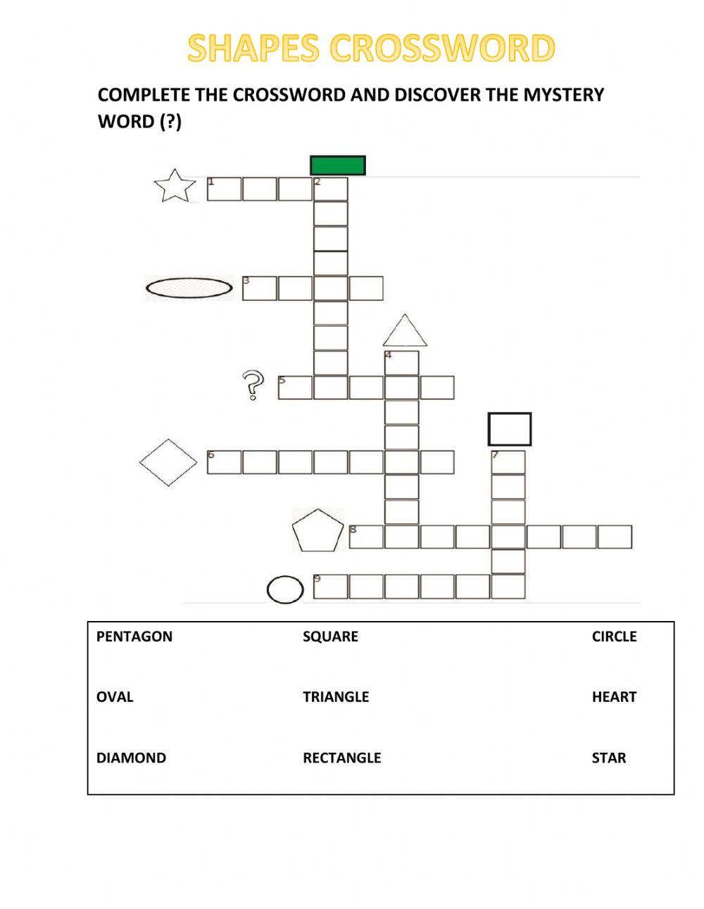 Shapes crossword worksheet Live Worksheets