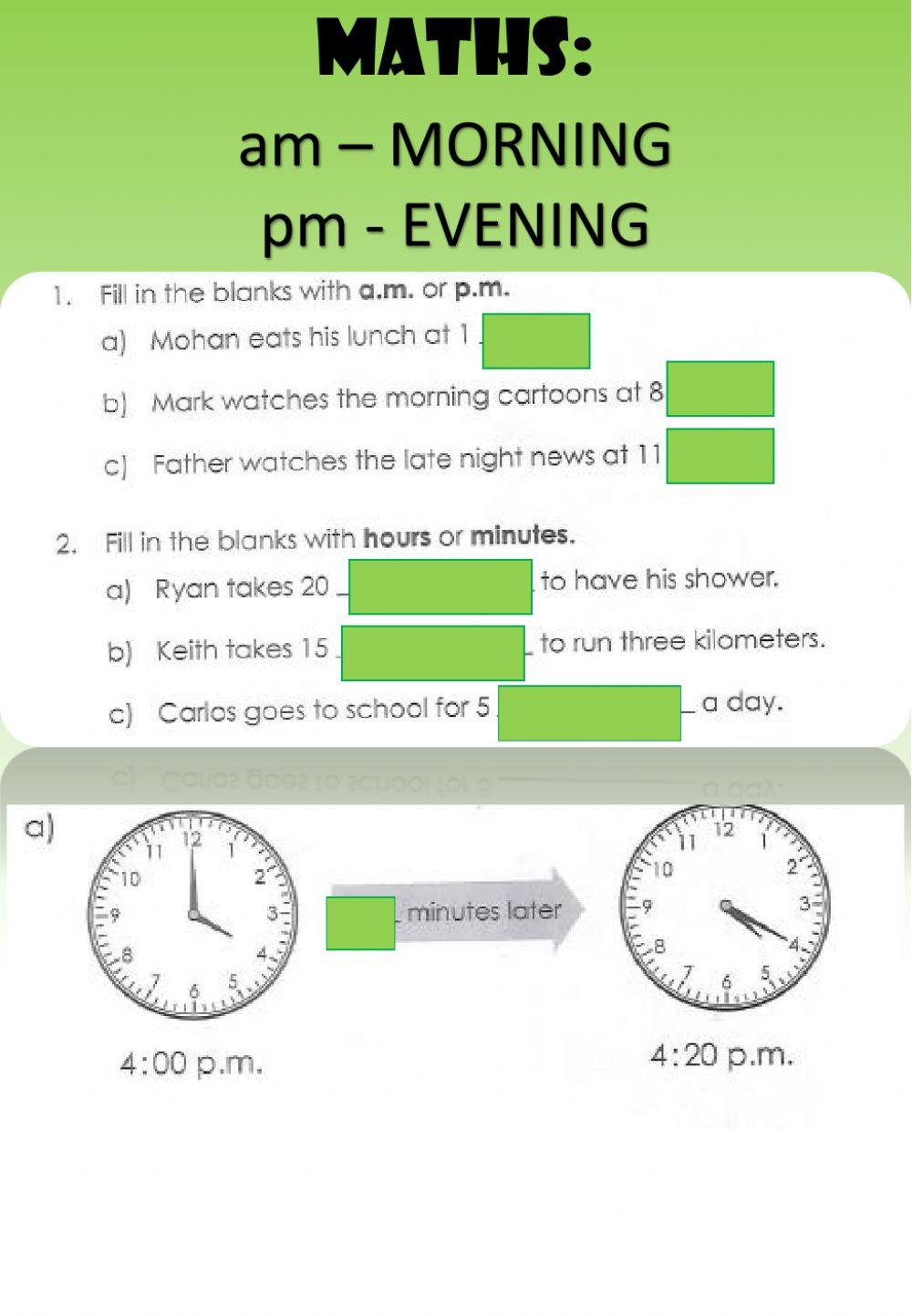 WEEK 18: THURSDAY: Telling Time (AM-PM)