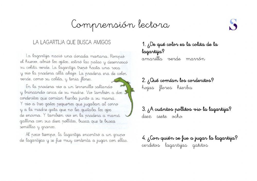 Comprensión lectora -La lagartija-