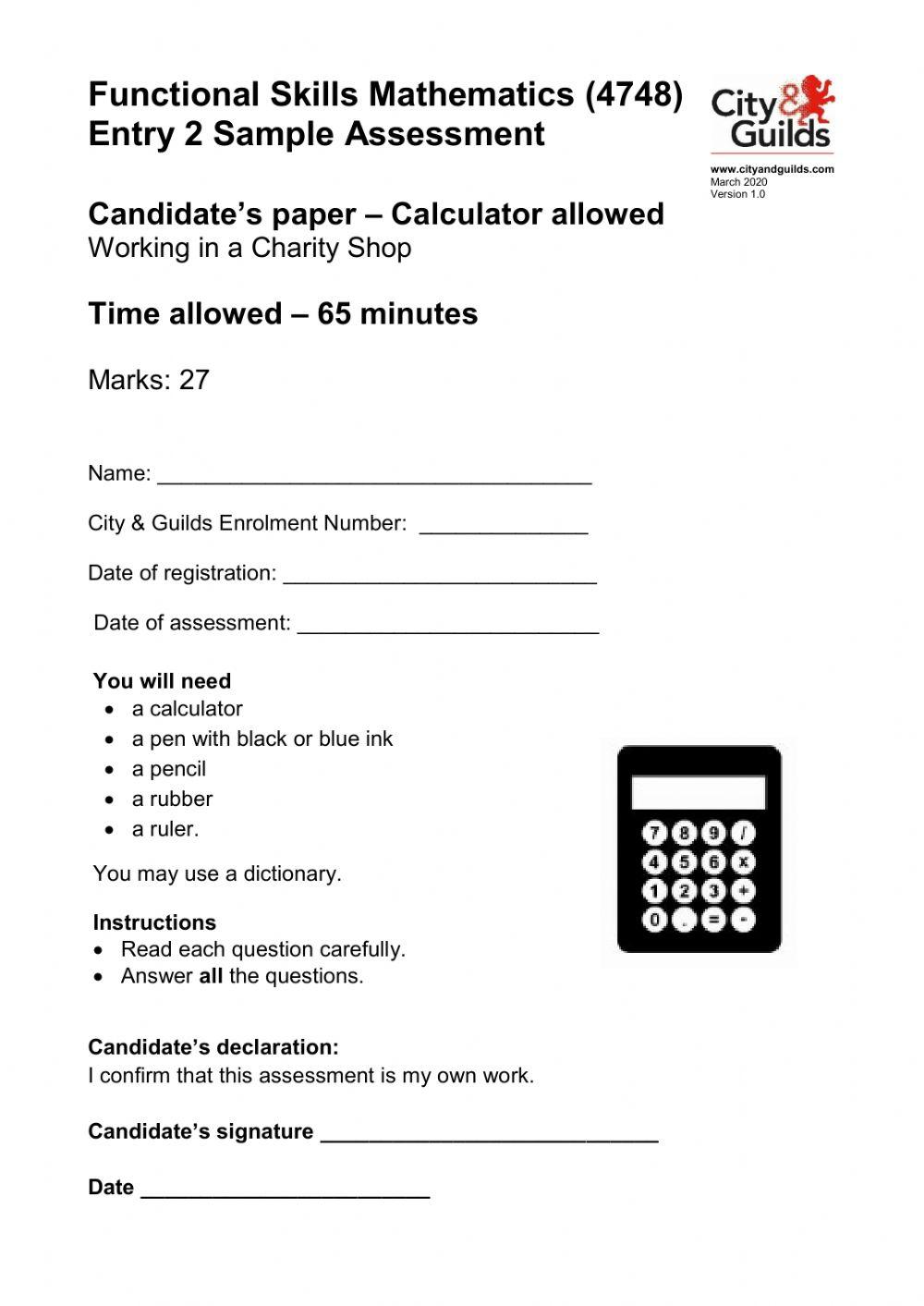 Maths Mock Exam E2 online exercise for | Live Worksheets