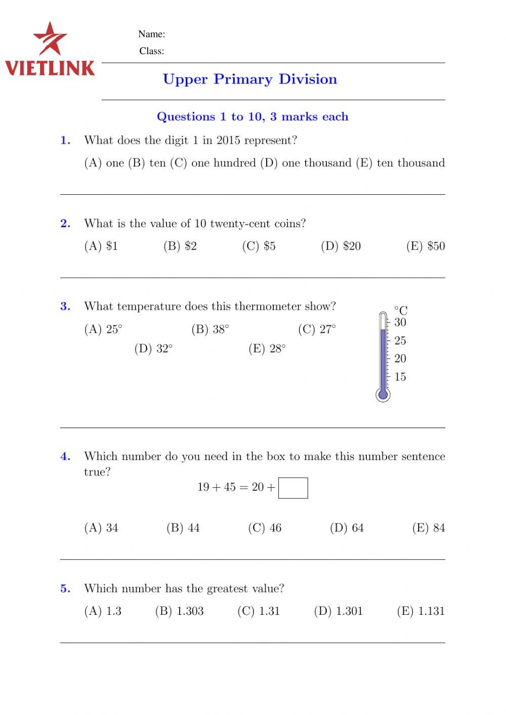 ACM Maths-level 2-Test 1 (2015