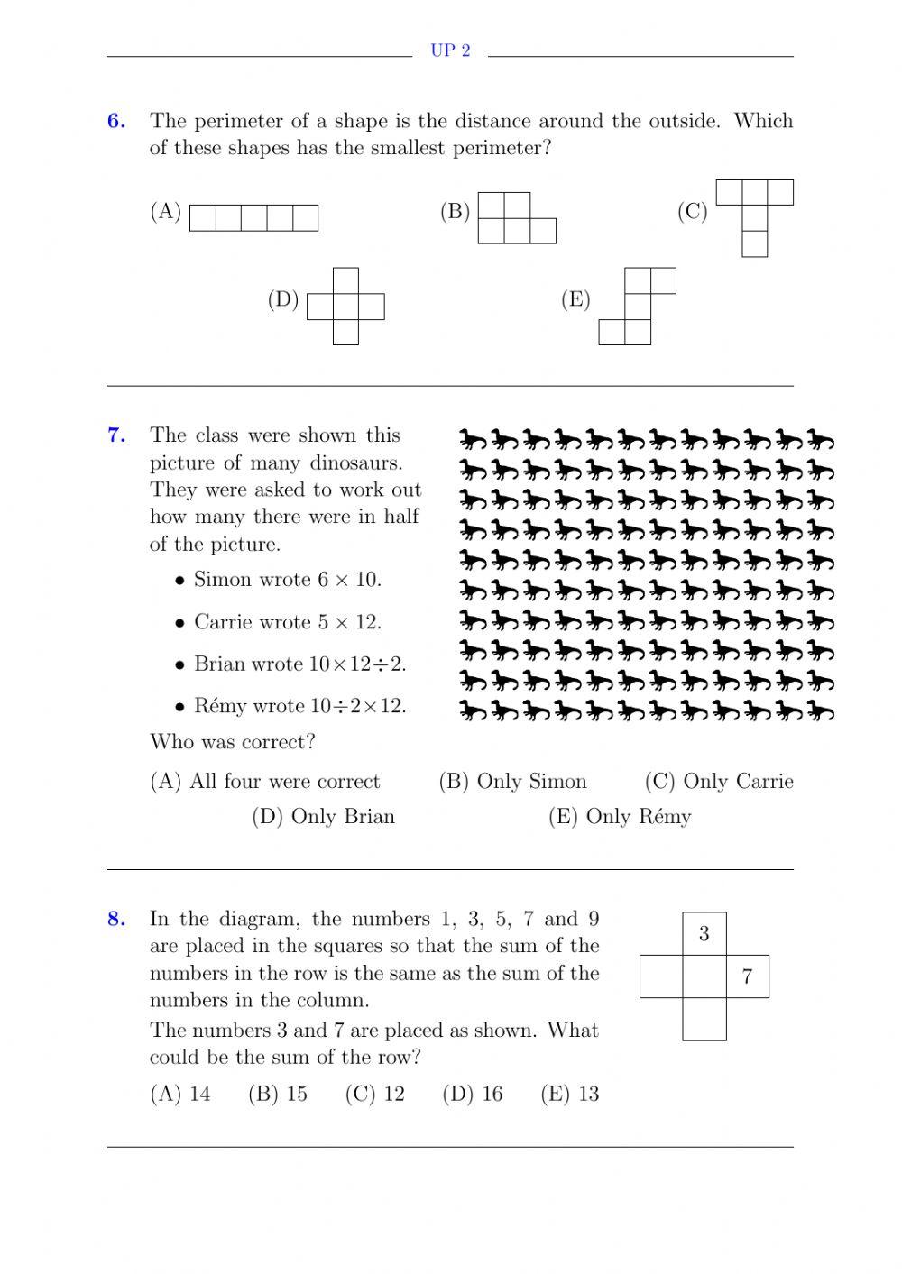 ACM Maths-level 2-Test 1 (2015