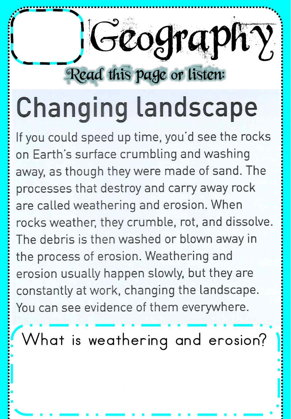 Week 18 - Geography - Erosion