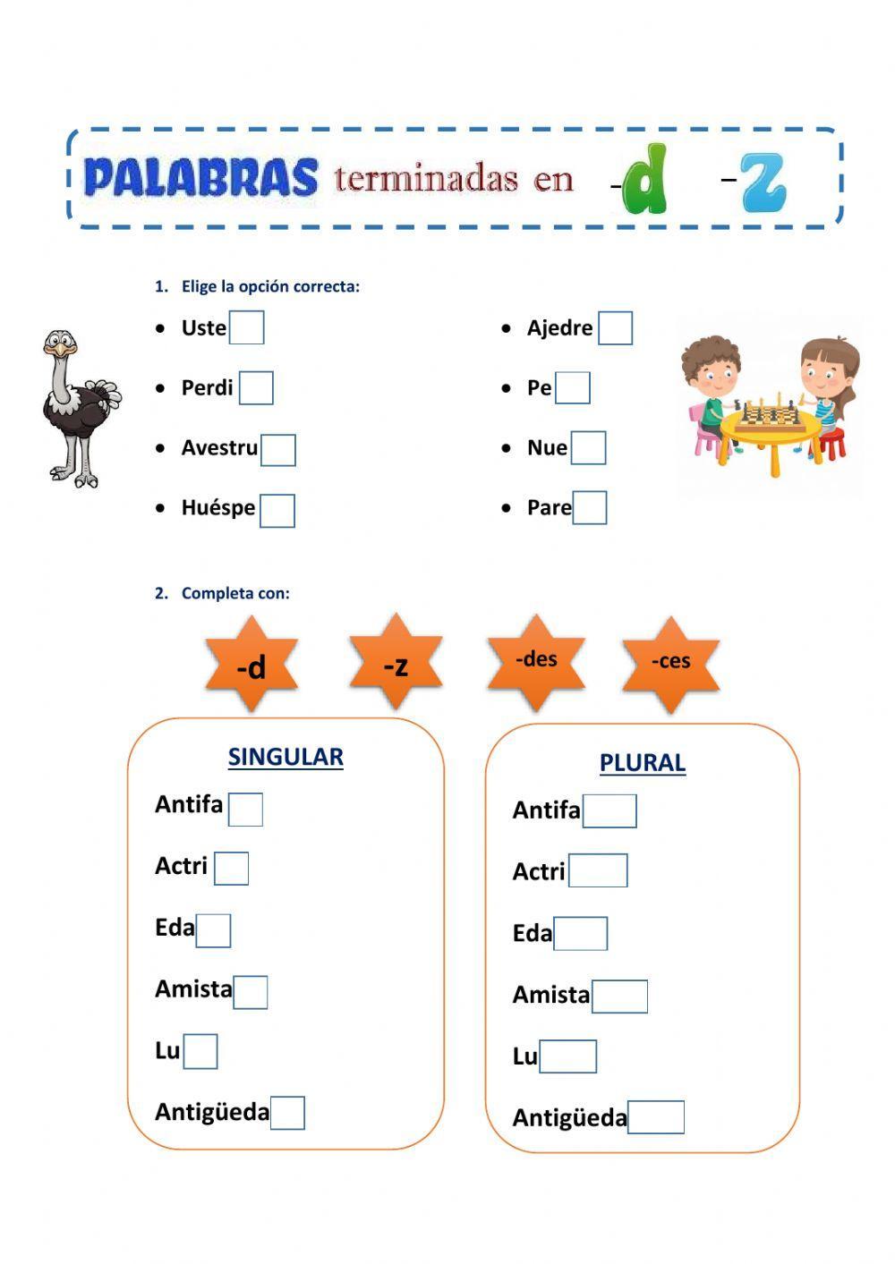 Palabras terminadas en -d y -z