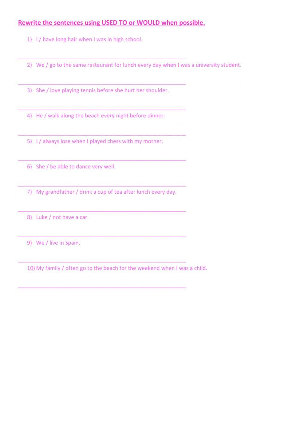 Would- used to practice