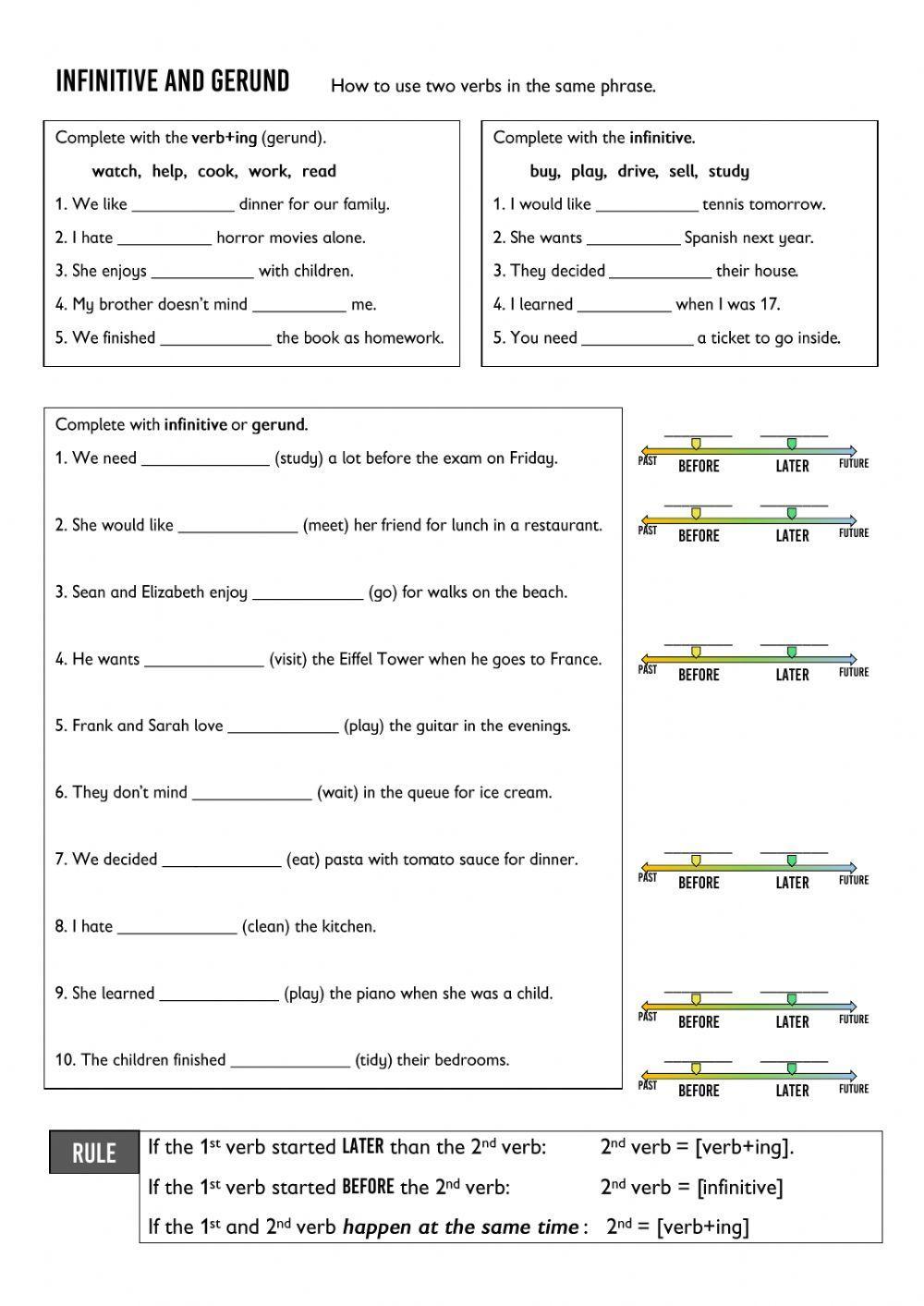 Using two or more verbs in a phrase - infinitive and gerund verbs KET(C)