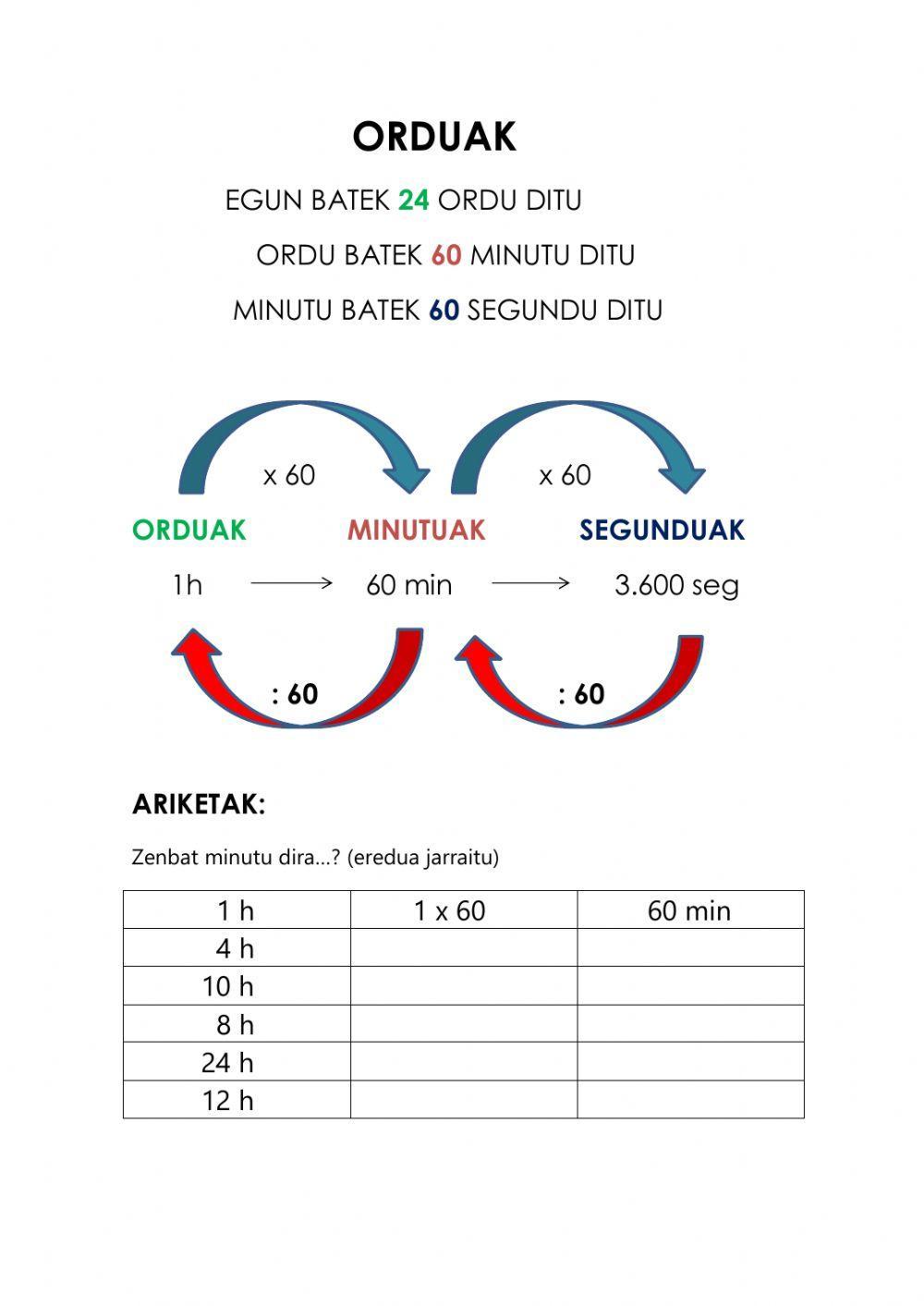 Orduak minutuak segunduak