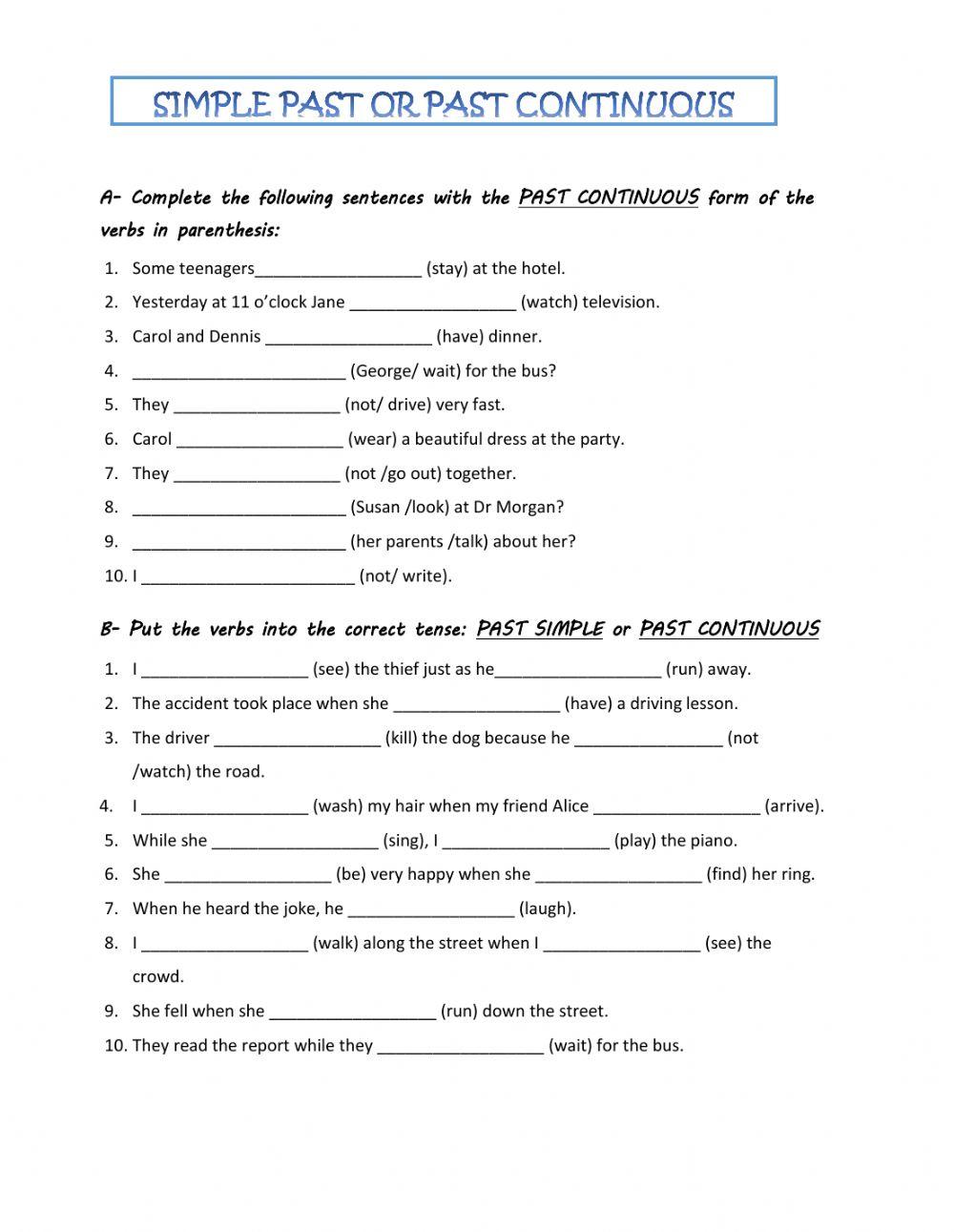 Simple past or Past continuous