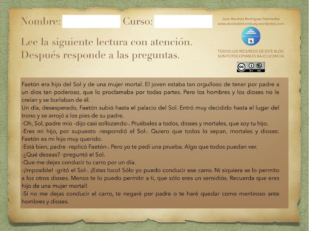 Ficha de comprensión lectora 17-6 4º