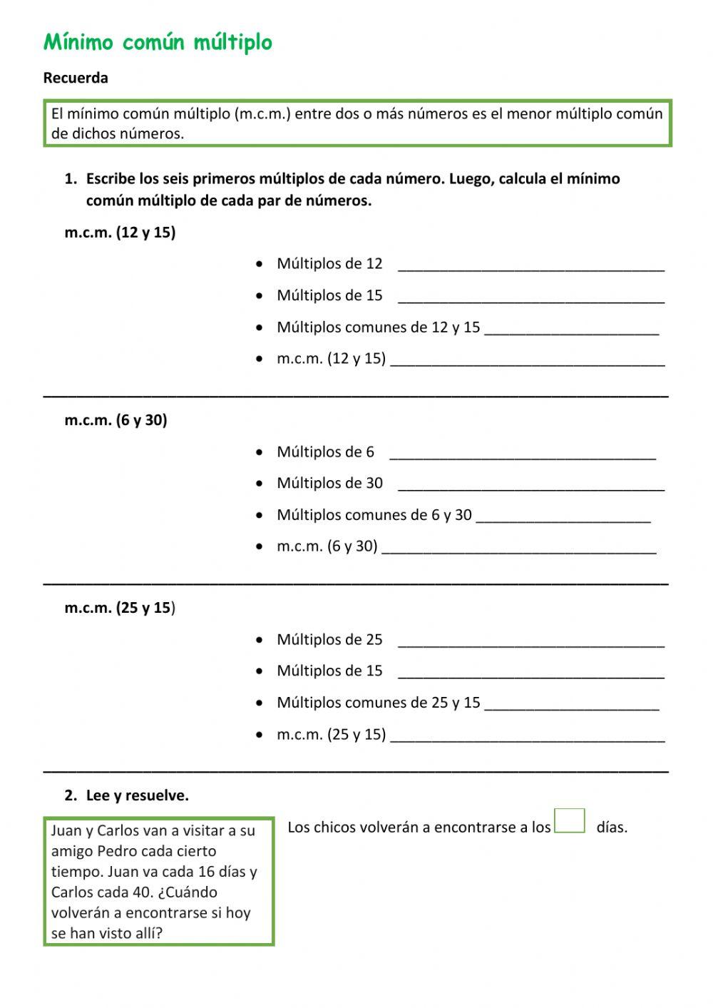 Mínimo común múltiplo