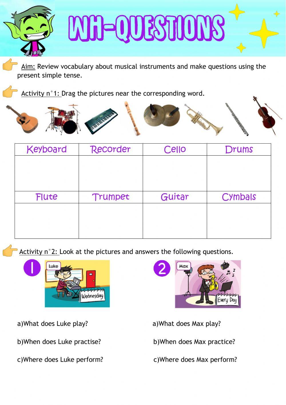 Wh-questions and musical instruments