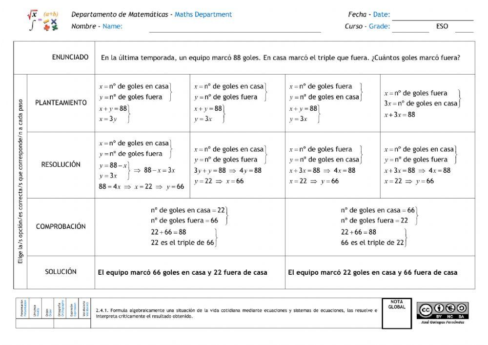 Sistemas de ecuaciones. Problemas