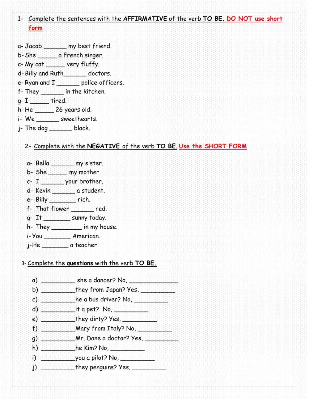 Verbs online exercise for
