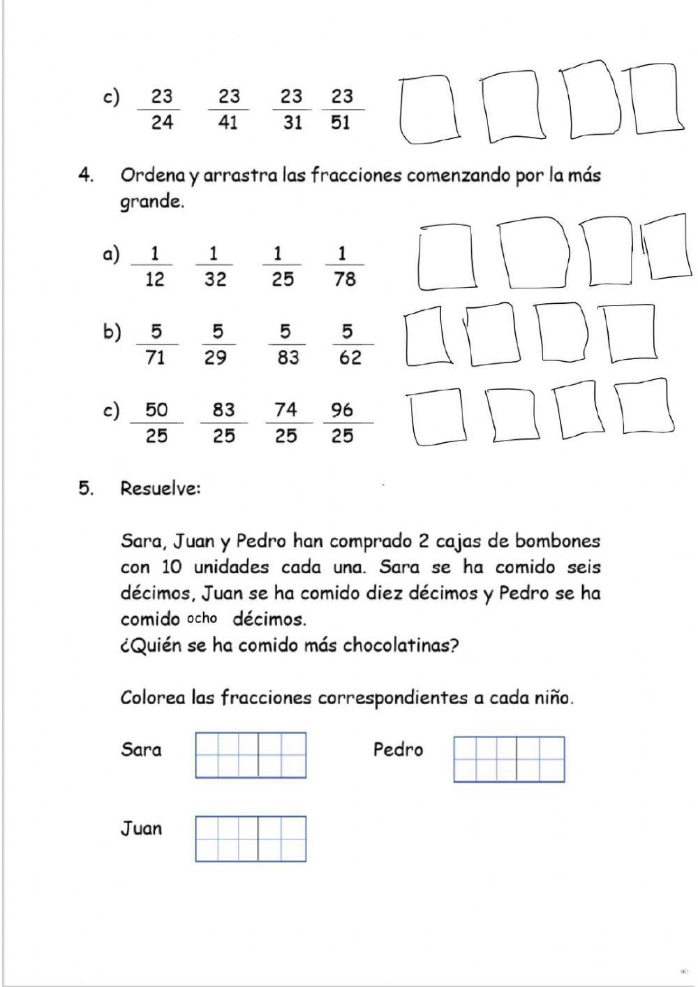 Comparacion de fracciones