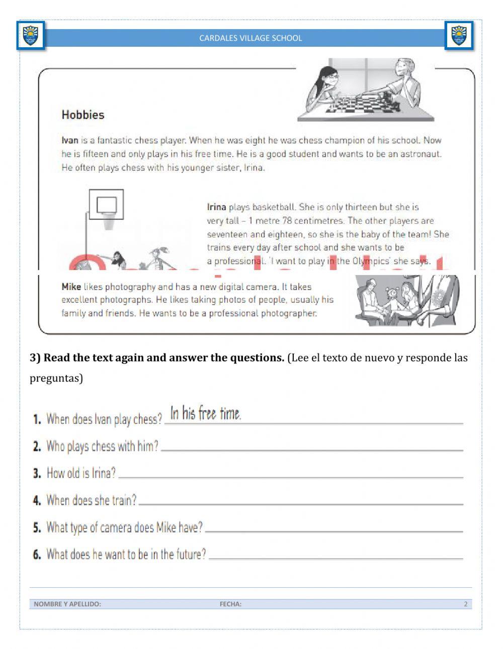 What’s up? 2 - revision contents unit 1