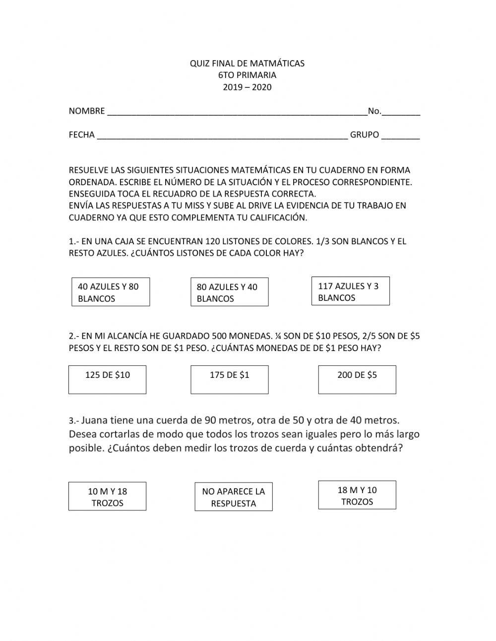 Situaciones matemáticas