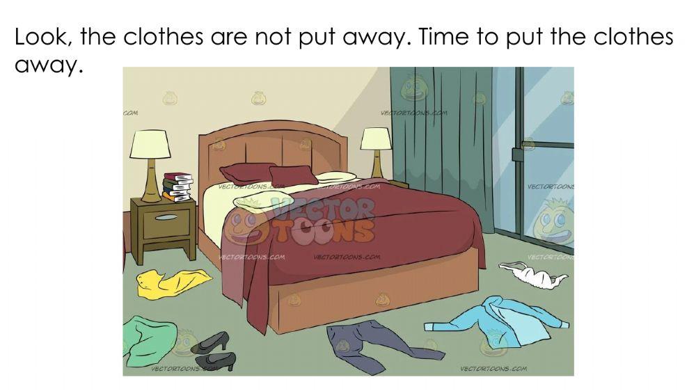 Bed room chore Putting Clothes Away