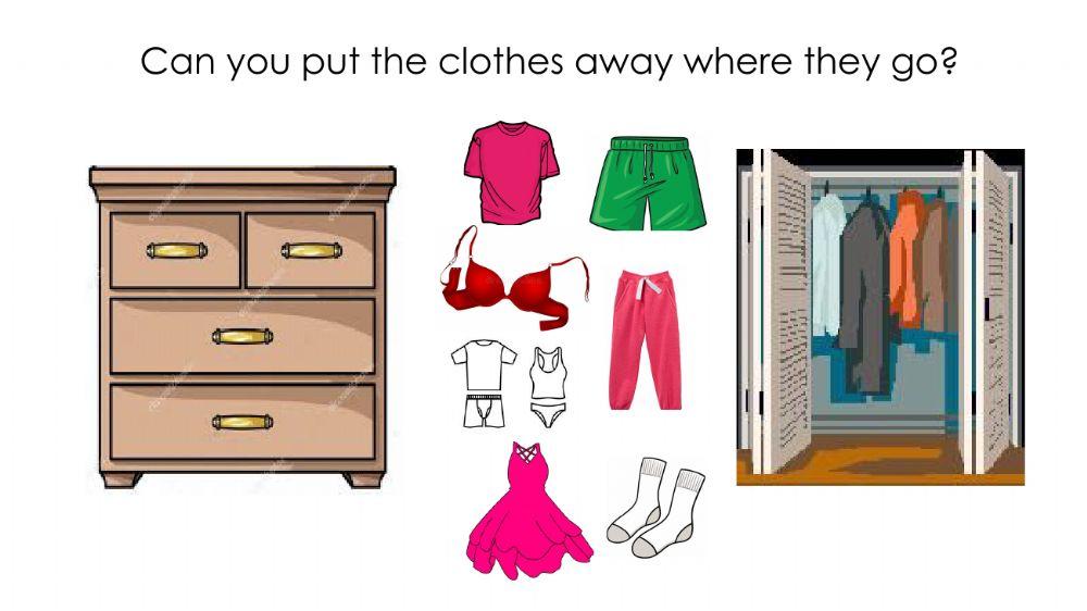 Bed room chore Putting Clothes Away