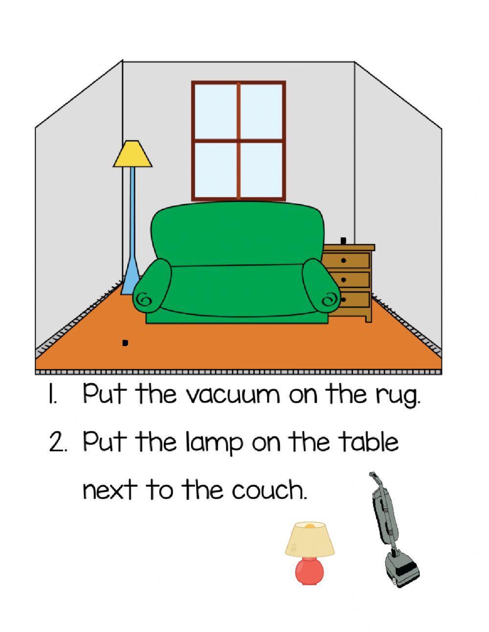 Following directions in the living room