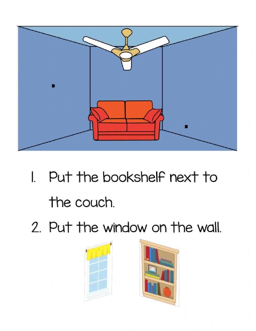 Following directions in the living room