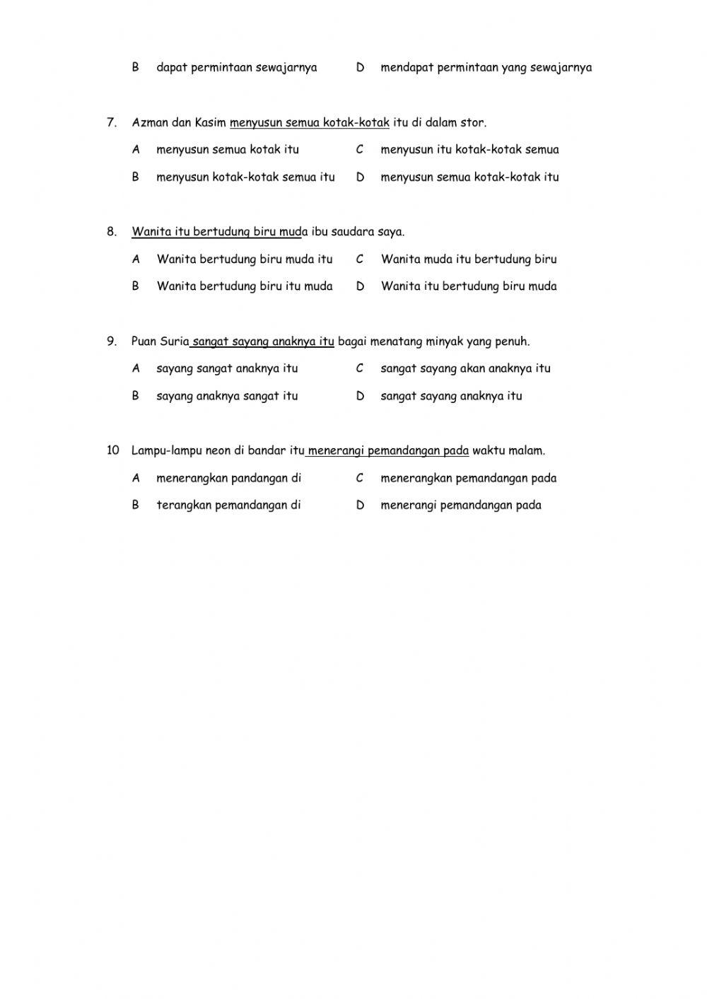 Latihan tatabahasa (kesalahan bahasa)