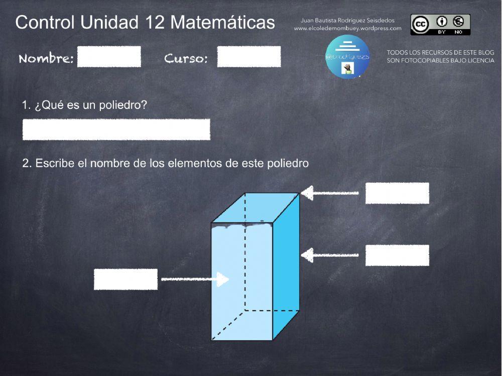 Control de Matemáticas U.12 3º