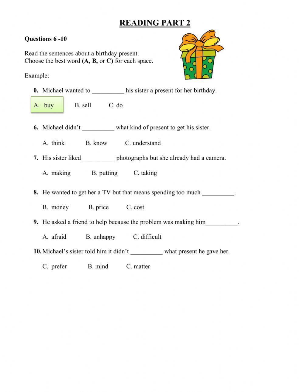 Midterm exam a2 plus level - listening